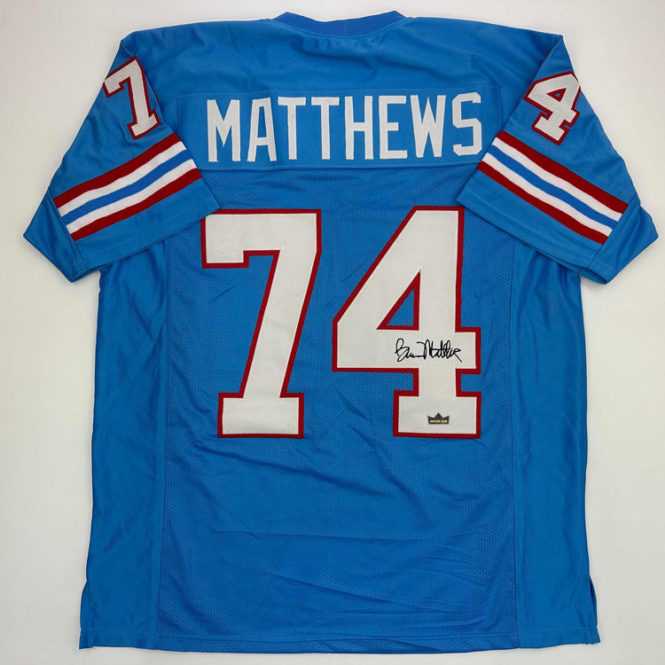 Facsimile Autographed Bruce Matthews Houston Blue Reprint Laser Auto Football Jersey Size Men's XL