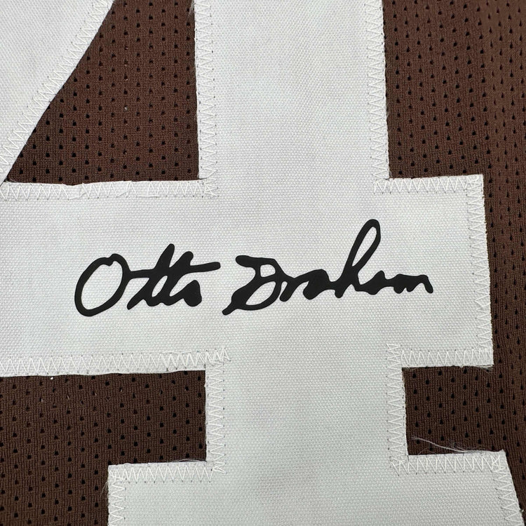 Framed Facsimile Autographed Otto Graham 35x39 Cleveland Brown Reprint Laser Auto Football Jersey