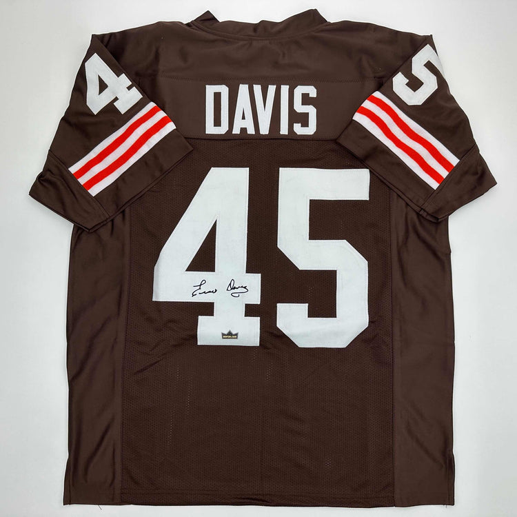 Facsimile Autographed Ernie Davis Cleveland Brown Reprint Laser Auto Football Jersey Size Men's XL