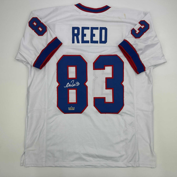 Facsimile Autographed Andre Reed Buffalo White Reprint Laser Auto Football Jersey Size Men's XL