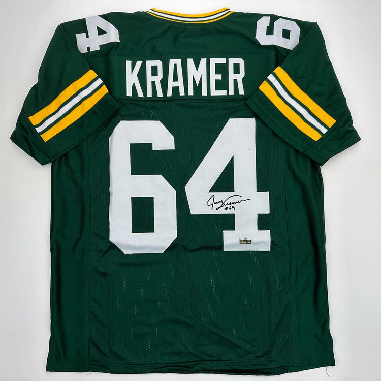 Facsimile Autographed Jerry Kramer Green Bay Green Reprint Laser Auto Football Jersey Size Men's XL