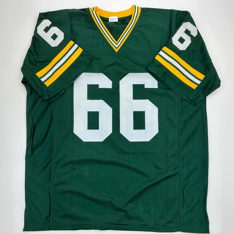 Facsimile Autographed Ray Nitschke Green Bay Green Reprint Laser Auto Football Jersey Size Men's XL
