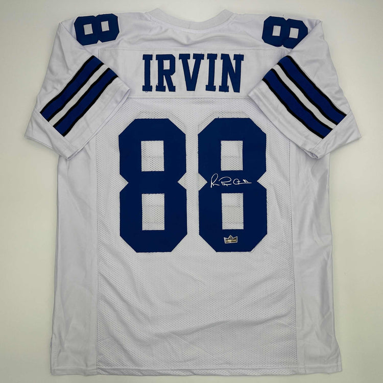 Facsimile Autographed Michael Irvin Dallas White Reprint Laser Auto Football Jersey Size Men's XL