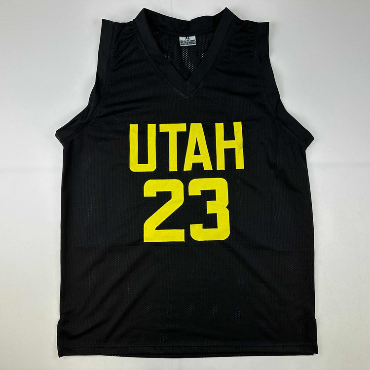 Facsimile Autographed Lauri Markkanen Utah Black Reprint Laser Auto Basketball Jersey Size Men's XL