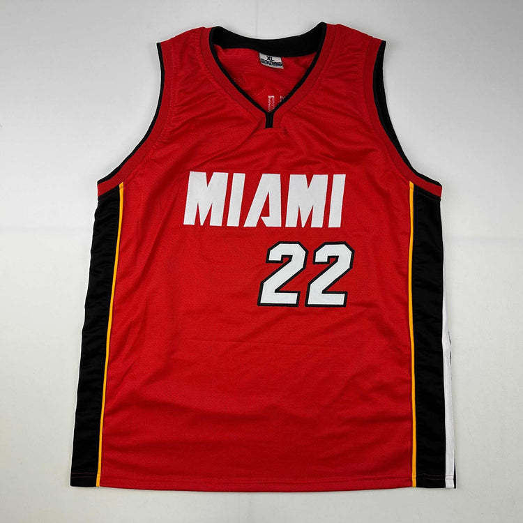 Facsimile Autographed Jimmy Butler Miami Red Reprint Laser Auto Basketball Jersey Size Men's XL