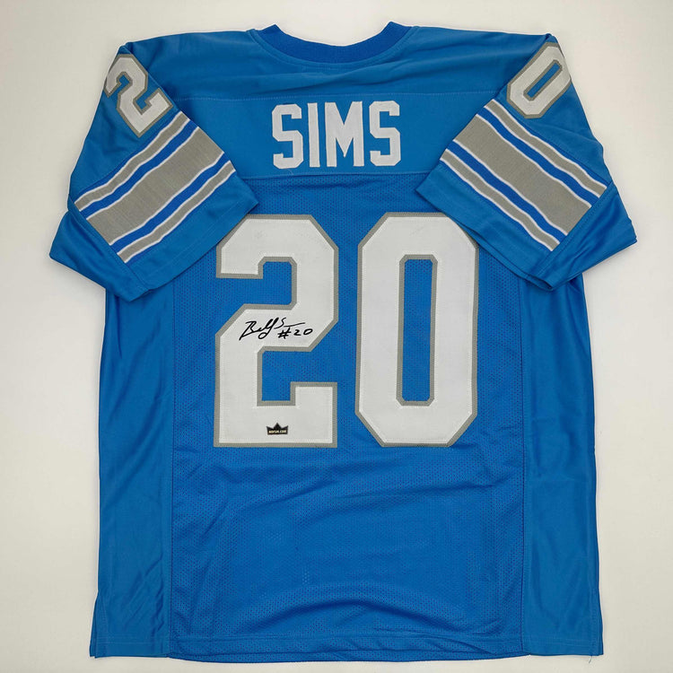 Facsimile Autographed Billy Sims Detroit Blue Reprint Laser Auto Football Jersey Size Men's XL