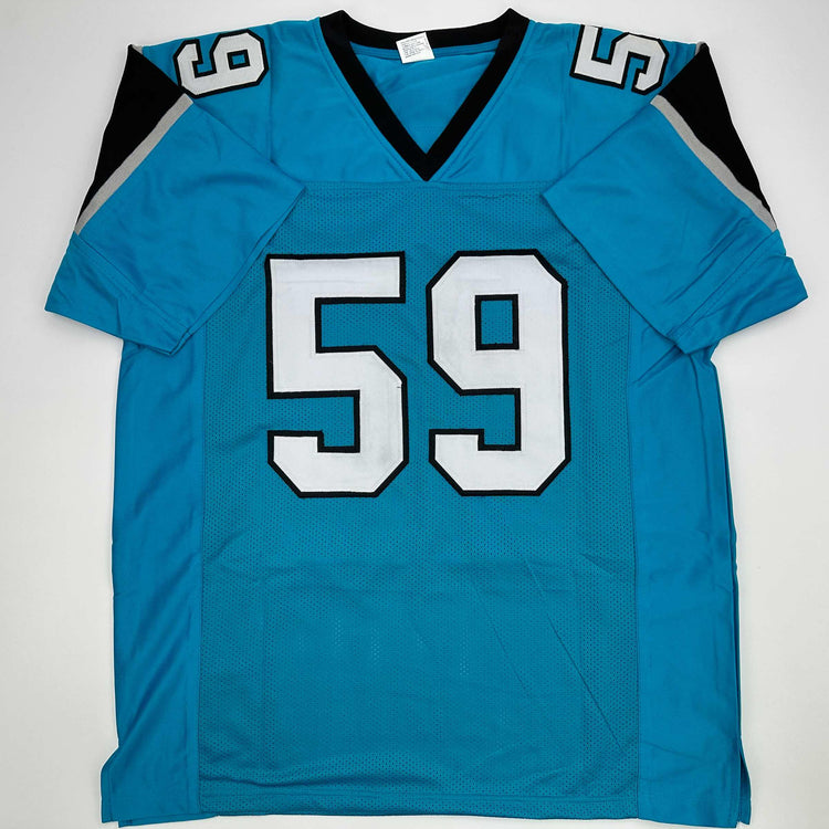 Facsimile Autographed Luke Kuechly Carolina Blue Reprint Laser Auto Football Jersey Size Men's XL
