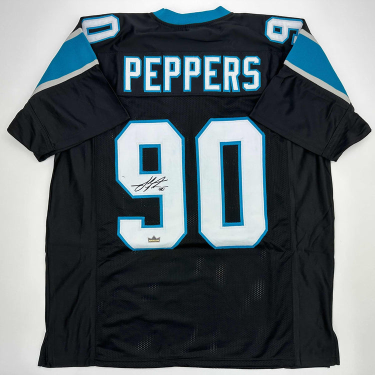 Facsimile Autographed Julius Peppers Carolina Black Reprint Laser Auto Football Jersey Size Men's XL