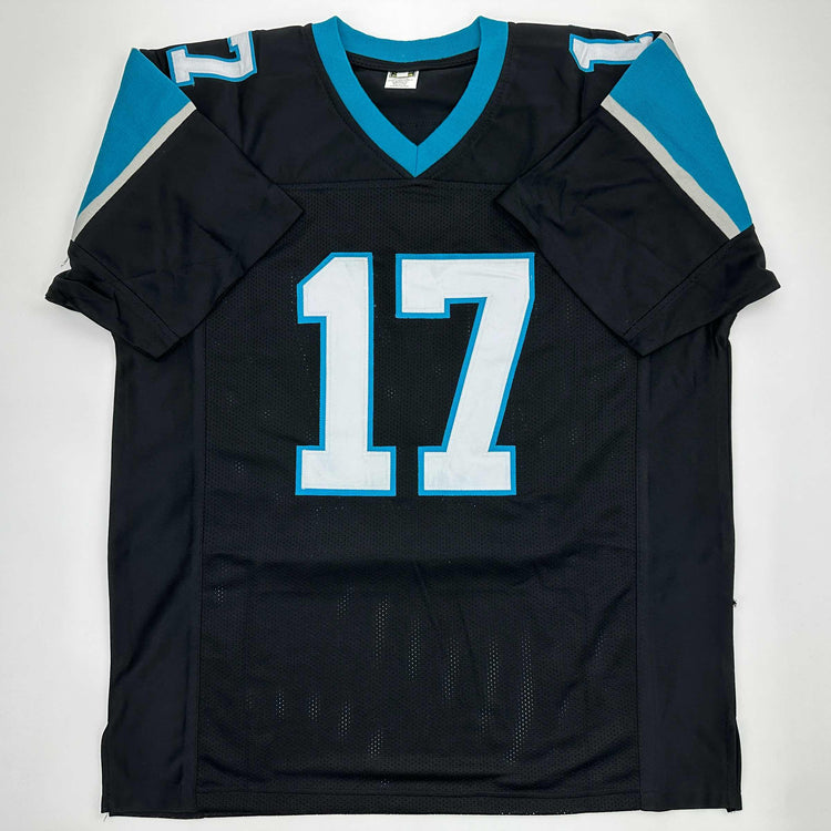 Facsimile Autographed Jake Delhomme Carolina Black Reprint Laser Auto Football Jersey Size Men's XL
