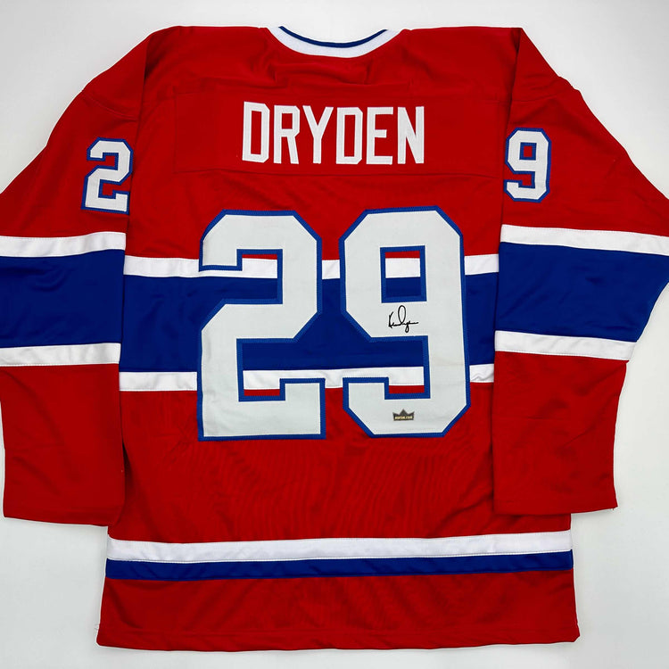 Facsimile Autographed Ken Dryden Montreal Red Reprint Laser Auto Hockey Jersey Size Men's XL