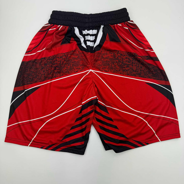 Autographed/Signed Ilia Topuria Black and Red UFC MMA Trunks Shorts Ultimate Fighting Beckett BAS COA