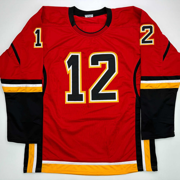 Facsimile Autographed Jarome Iginla Calgary Red Reprint Laser Auto Hockey Jersey Size Men's XL
