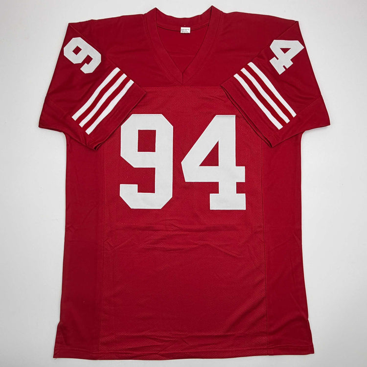 Autographed/Signed Charles Haley San Francisco Red Football Jersey JSA COA