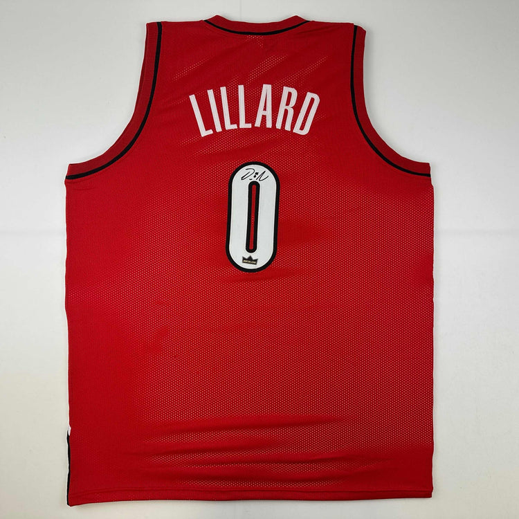 Facsimile Autographed Damian Lillard Portland Red Reprint Laser Auto Basketball Jersey Size Men's XL