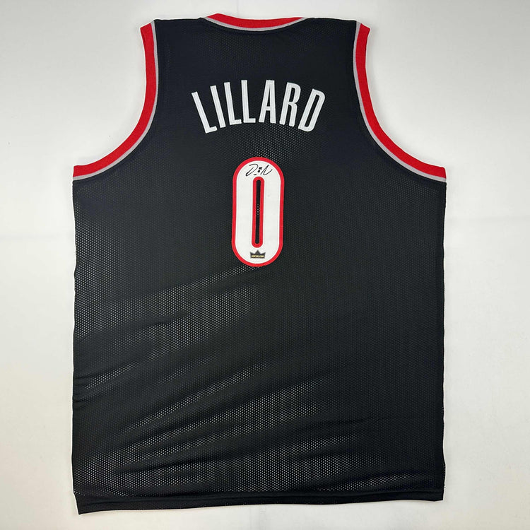 Facsimile Autographed Damian Lillard Portland Black Reprint Laser Auto Basketball Jersey Size Men's XL