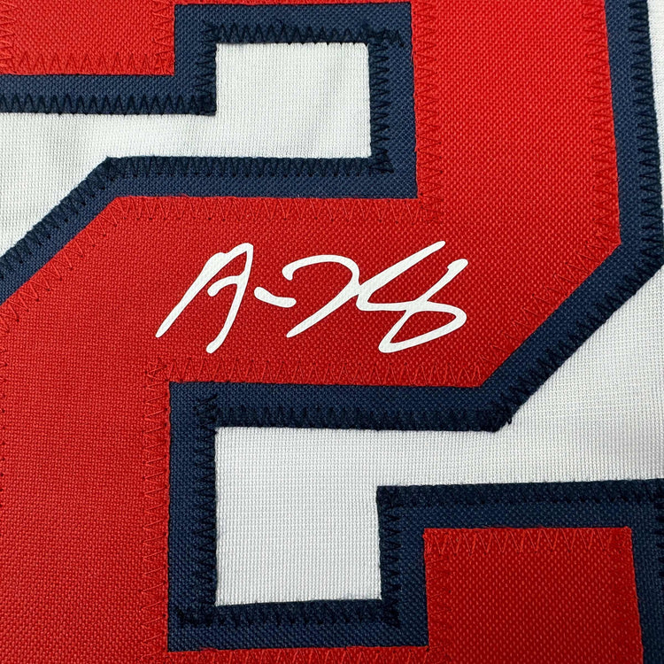 Facsimile Autographed Austin Riley Atlanta White Reprint Laser Auto Baseball Jersey Size Men's XL