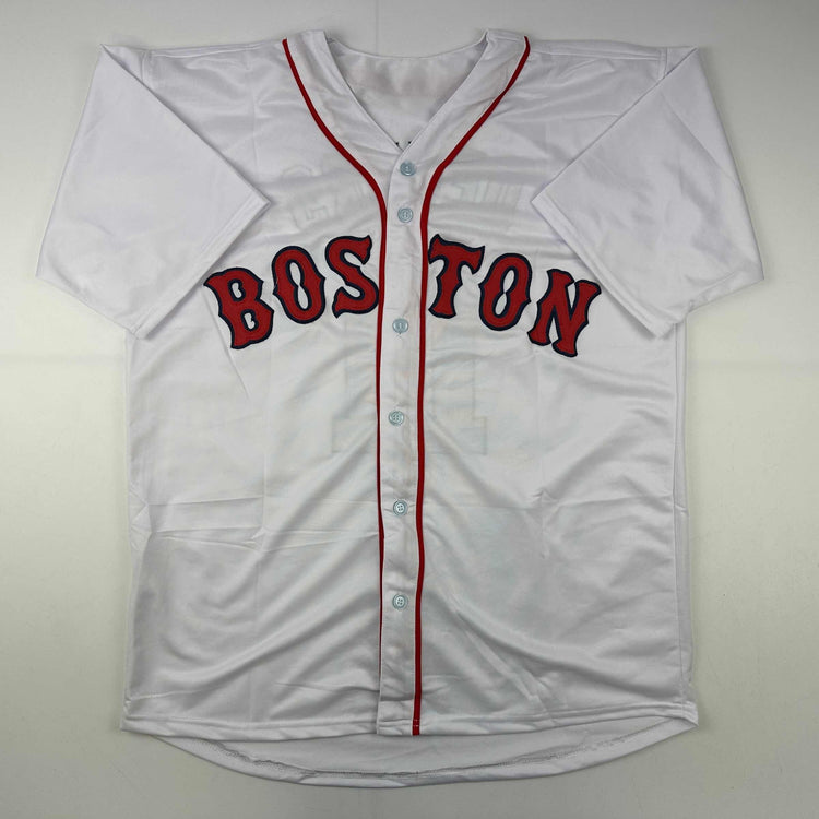 Facsimile Autographed Rafael Devers Boston White Reprint Laser Auto Baseball Jersey Size Men's XL