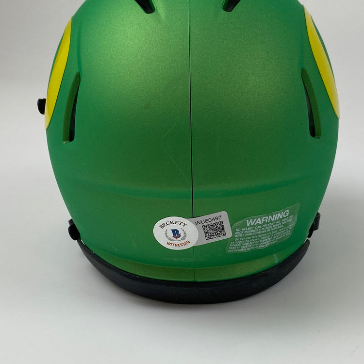 Autographed/Signed Kayvon Thibodeaux Oregon Ducks Football Mini Helmet Beckett BAS COA