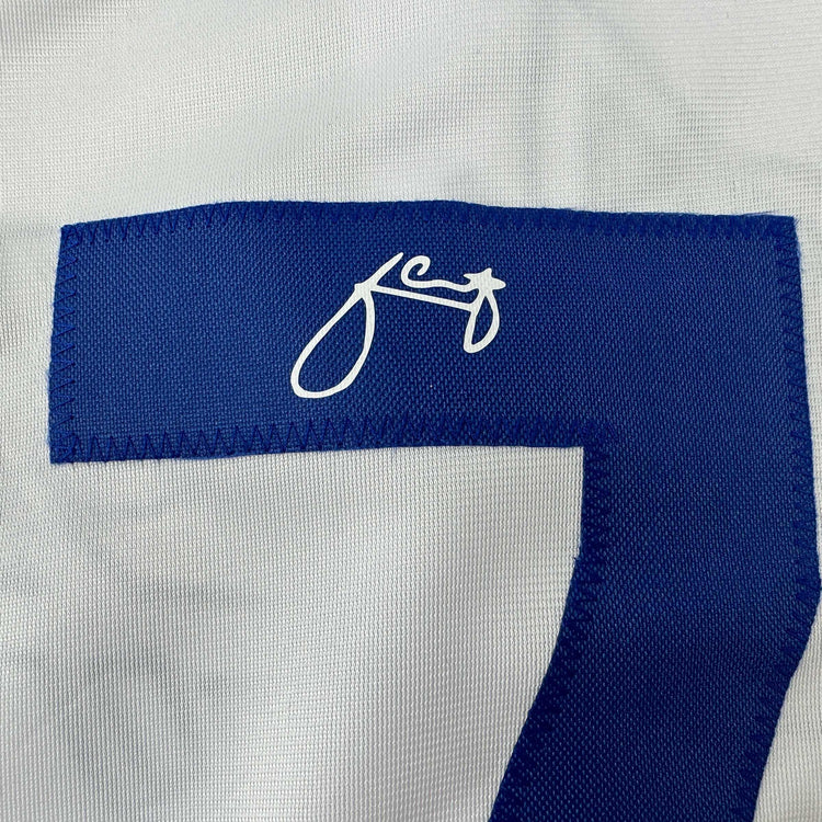 Facsimile Autographed Julio Urias Los Angeles LA White Reprint Laser Auto Baseball Jersey Size Men's XL