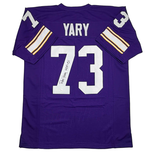 Autographed/Signed Ron Yary HOF 01  Minnesota Purple Football Jersey JSA COA
