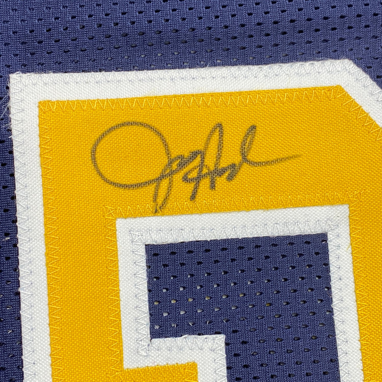 Autographed/Signed Juwan Howard Michigan Blue College Basketball Jersey Beckett BAS COA