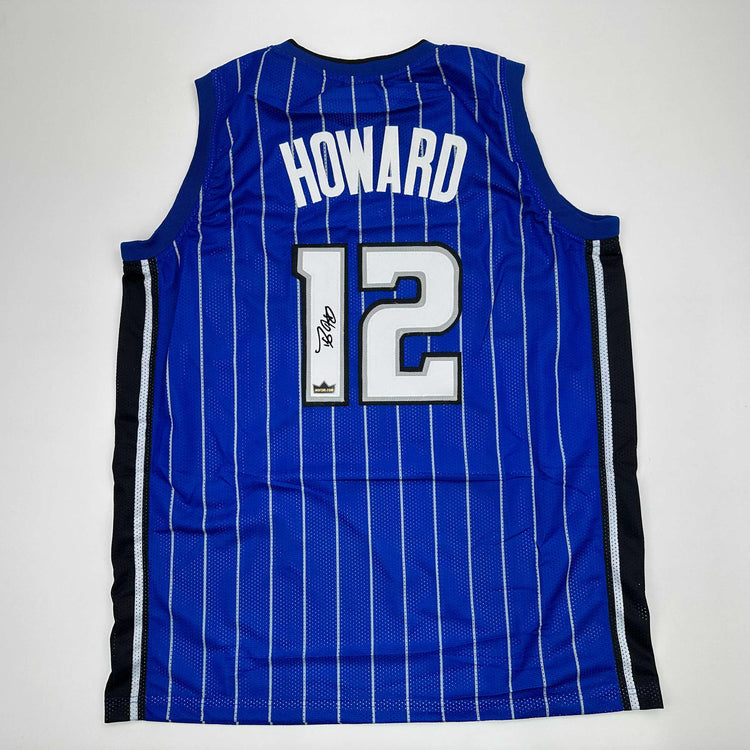 Facsimile Autographed Dwight Howard Orlando Blue Pinstripe Reprint Laser Auto Basketball Jersey Size Men's XL