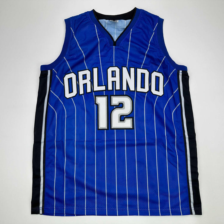 Facsimile Autographed Dwight Howard Orlando Blue Pinstripe Reprint Laser Auto Basketball Jersey Size Men's XL