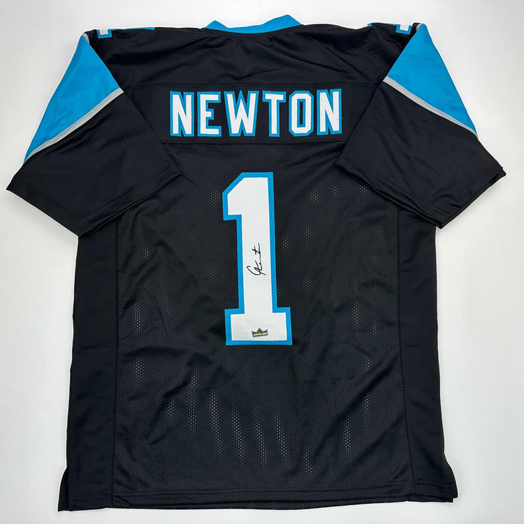 Facsimile Autographed Cam Newton Carolina Black Reprint Laser Auto Football Jersey Size Men's XL