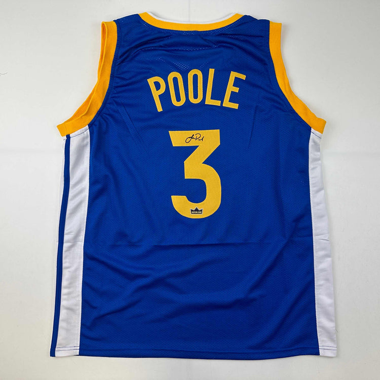 Facsimile Autographed Jordan Poole Golden State Blue Reprint Laser Auto Basketball Jersey Size Men's XL