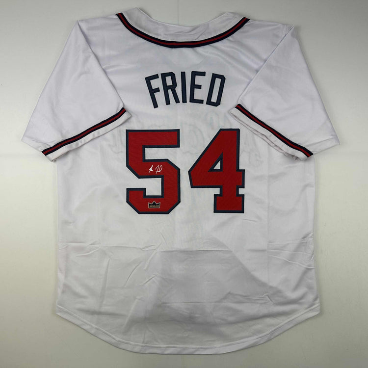 Facsimile Autographed Max Fried Atlanta White Reprint Laser Auto Baseball Jersey Size Men's XL