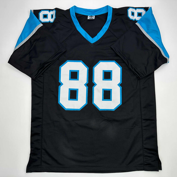 Facsimile Autographed Greg Olsen Carolina Black Reprint Laser Auto Football Jersey Size Men's XL