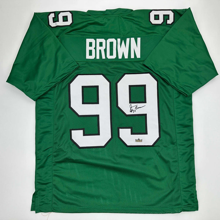 Facsimile Autographed Jerome Brown Philadelphia Kelly Green Reprint Laser Auto Football Jersey Size Men's XL