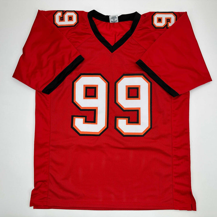 Facsimile Autographed Warren Sapp Tampa Bay Red Reprint Laser Auto Football Jersey Size Men's XL