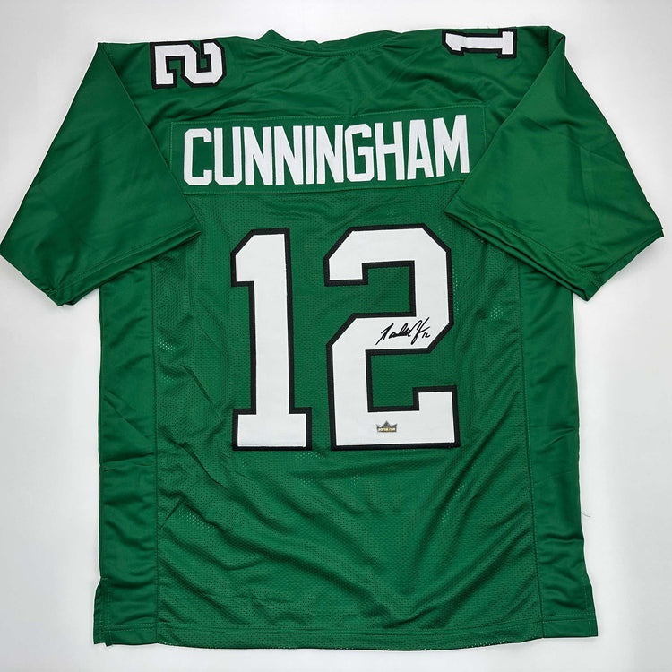 Facsimile Autographed Randall Cunningham Philadelphia Kelly Green Reprint Laser Auto Football Jersey Size Men's XL