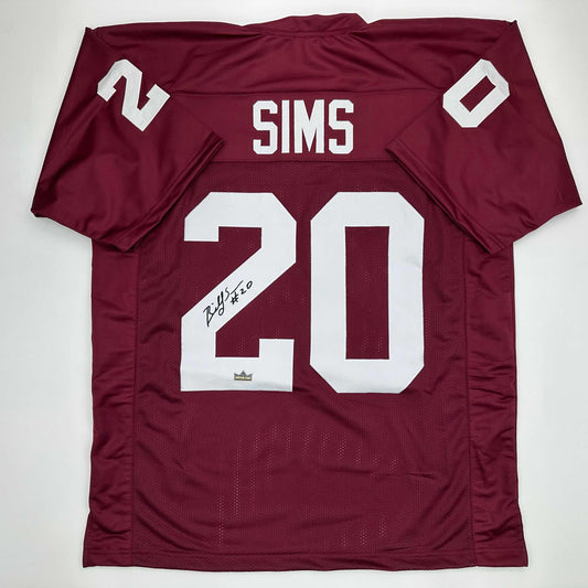 Facsimile Autographed Billy Sims Oklahoma Red Reprint Laser Auto College Football Jersey Size Men's XL