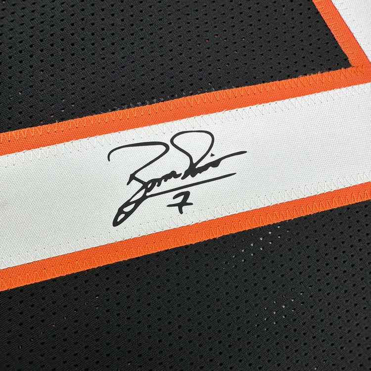 Framed Facsimile Autographed Boomer Esiason 35x39 Cincinnati Black Reprint Laser Auto Football Jersey