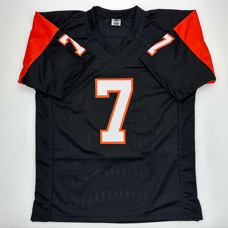 Facsimile Autographed Boomer Esiason Cincinnati Black Reprint Laser Auto Football Jersey Size Men's XL