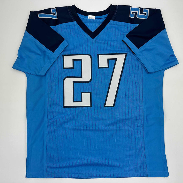 Facsimile Autographed Eddie George Tennessee Blue Reprint Laser Auto Football Jersey Size Men's XL