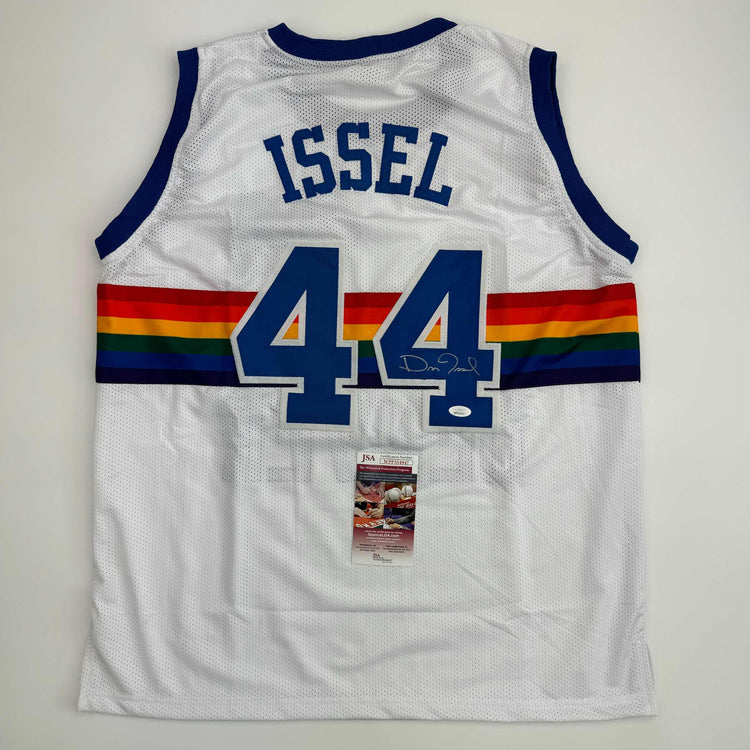 Autographed/Signed Dan Issel Denver White Retro Rainbow Basketball Jersey JSA COA