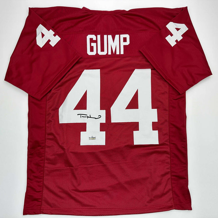 Facsimile Autographed Tom Hanks Forrest Gump Movie Alabama Red Reprint Laser Auto College Football Jersey Size Men's XL