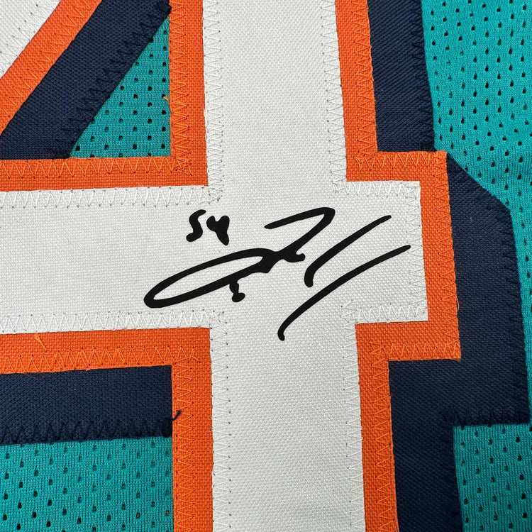 Facsimile Autographed Zach Thomas Miami Teal Reprint Laser Auto Football Jersey Size Men's XL