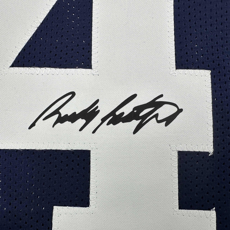 Facsimile Autographed Rudy Ruettiger Notre Dame Blue Reprint Laser Auto College Football Jersey Size Men's XL