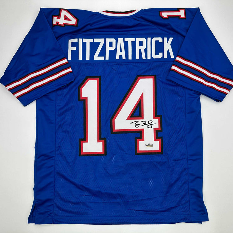 Facsimile Autographed Ryan Fitzpatrick Buffalo Blue Reprint Laser Auto Football Jersey Size Men's XL