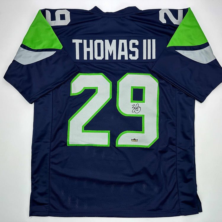Facsimile Autographed Earl Thomas Seattle Blue Reprint Laser Auto Football Jersey Size Men's XL
