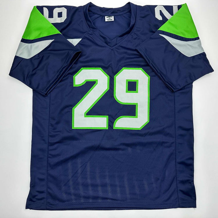 Facsimile Autographed Earl Thomas Seattle Blue Reprint Laser Auto Football Jersey Size Men's XL