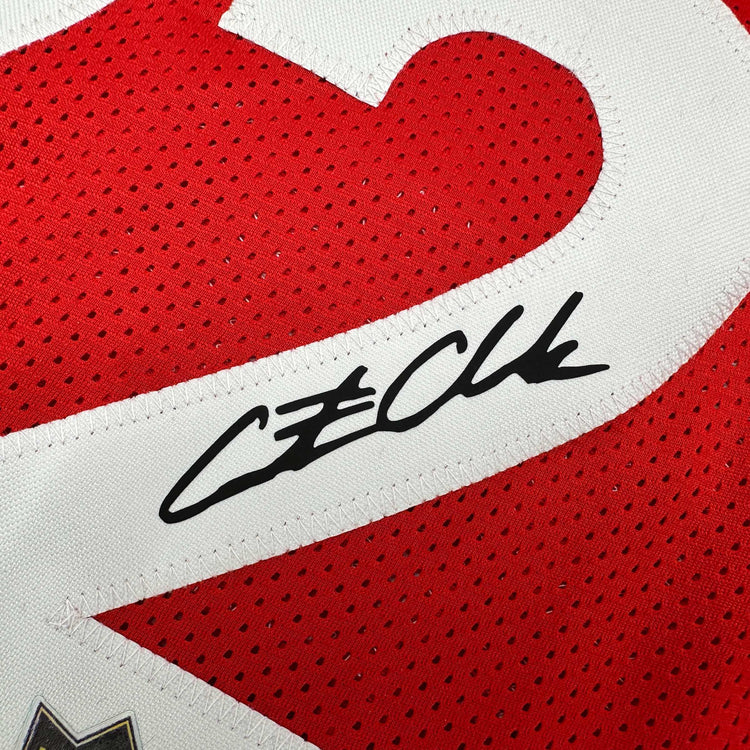 Facsimile Autographed Caitlin Clark Indiana Red Reprint Laser Auto Basketball Jersey Size Men's XL