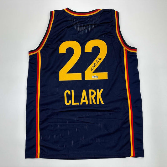 Facsimile Autographed Caitlin Clark Indiana Blue Reprint Laser Auto Basketball Jersey Size Men's XL