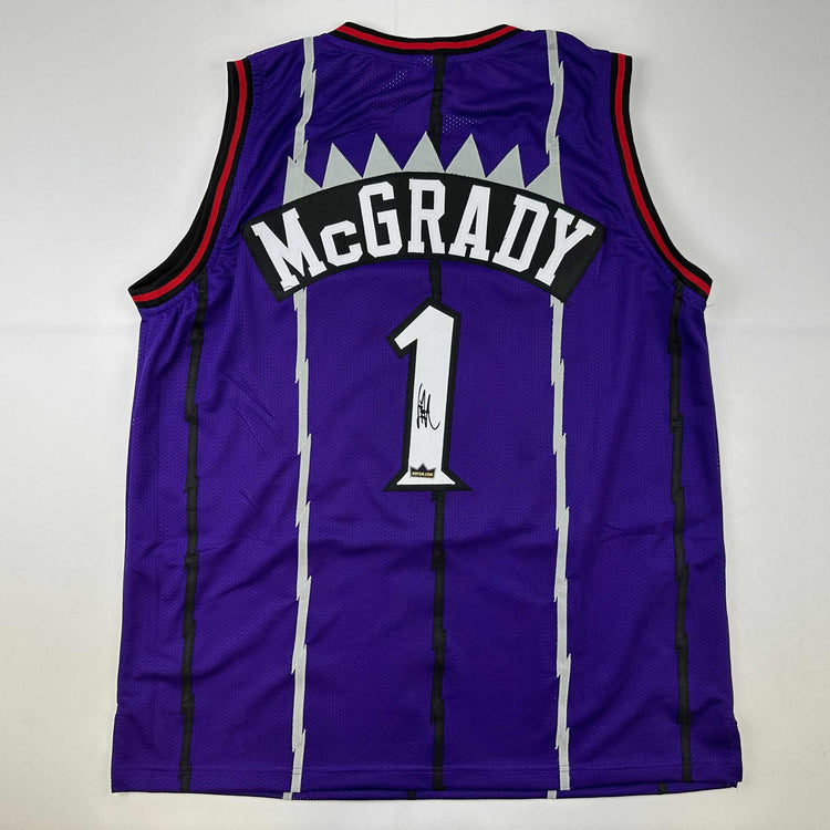 Facsimile Autographed Tracy McGrady Toronto Purple Reprint Laser Auto Basketball Jersey Size Men's XL