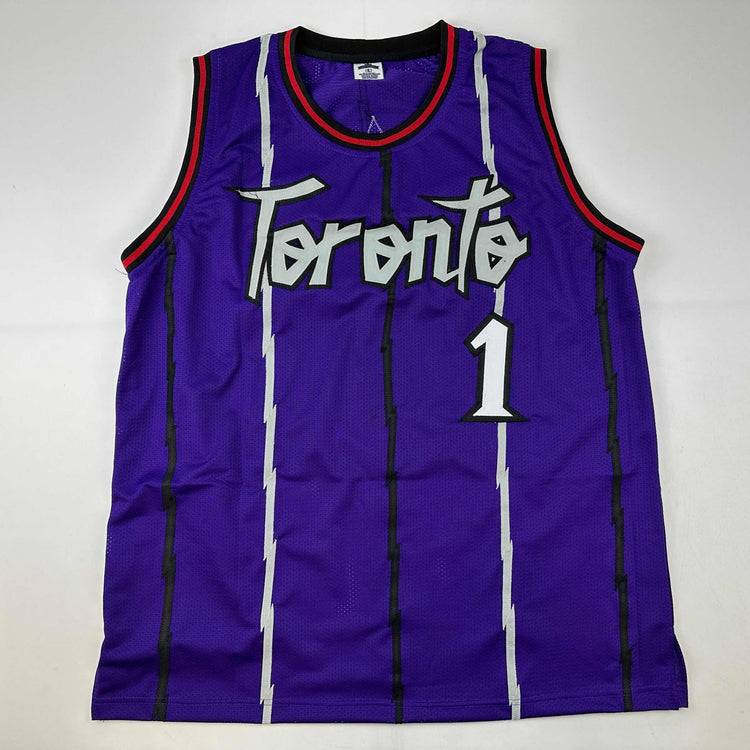 Facsimile Autographed Tracy McGrady Toronto Purple Reprint Laser Auto Basketball Jersey Size Men's XL