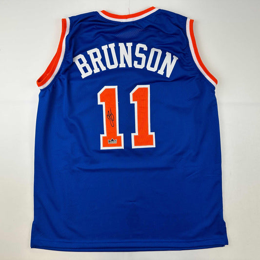 Facsimile Autographed Jalen Brunson New York Blue Reprint Laser Auto Basketball Jersey Size Men's XL